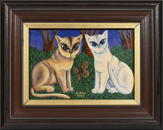 Dvě kočky s motýlem