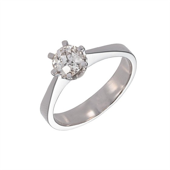 Diamantový solitérní prsten z bílého zlata 0,98 ct – certifikováno