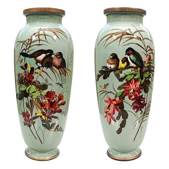 Velké párové vázy s ptáčky