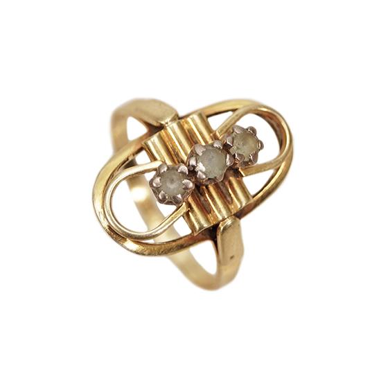 Zlatý prsten s kamínky art deco