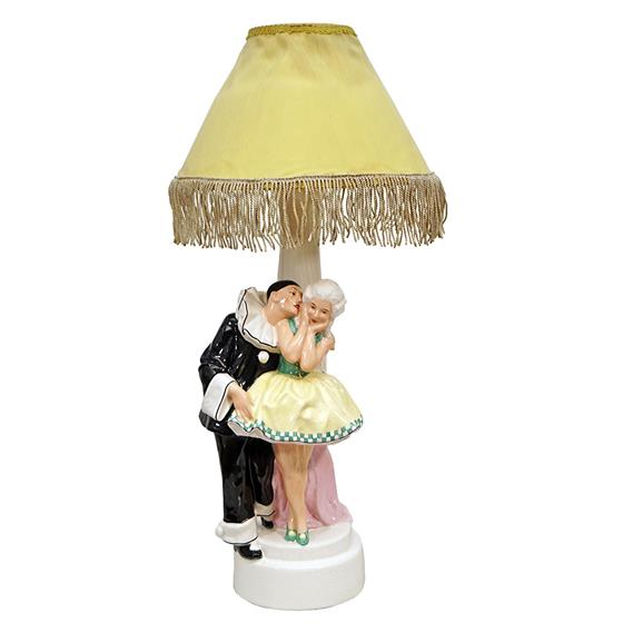 Velká art deko lampa - Pierot líbající kolombínu