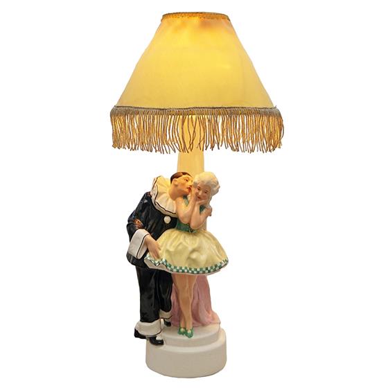 Velká art deco lampa - Pierot líbající kolombínu
