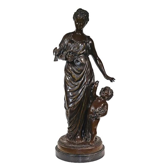 Velká bronzová socha - Žena s dítětem - 96 cm