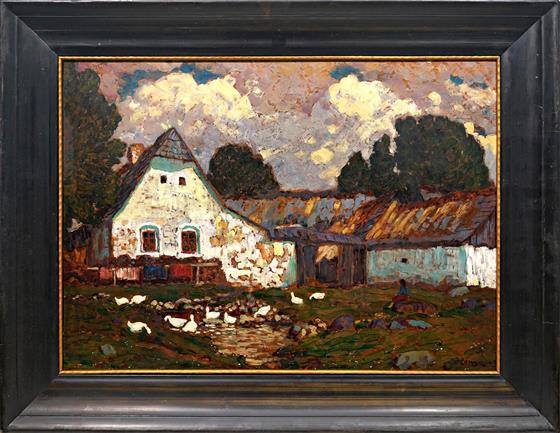 Na pastvě u roubenky - 1913