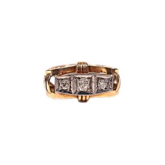 Zlatý starožitný prsten s brilianty