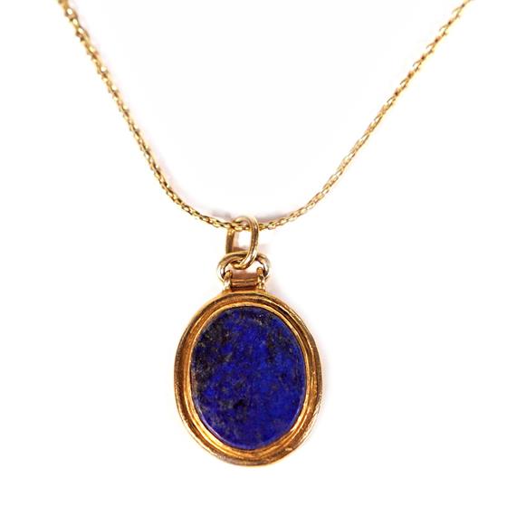 Zlatý řetízek s přívěskem lapis lazuli 